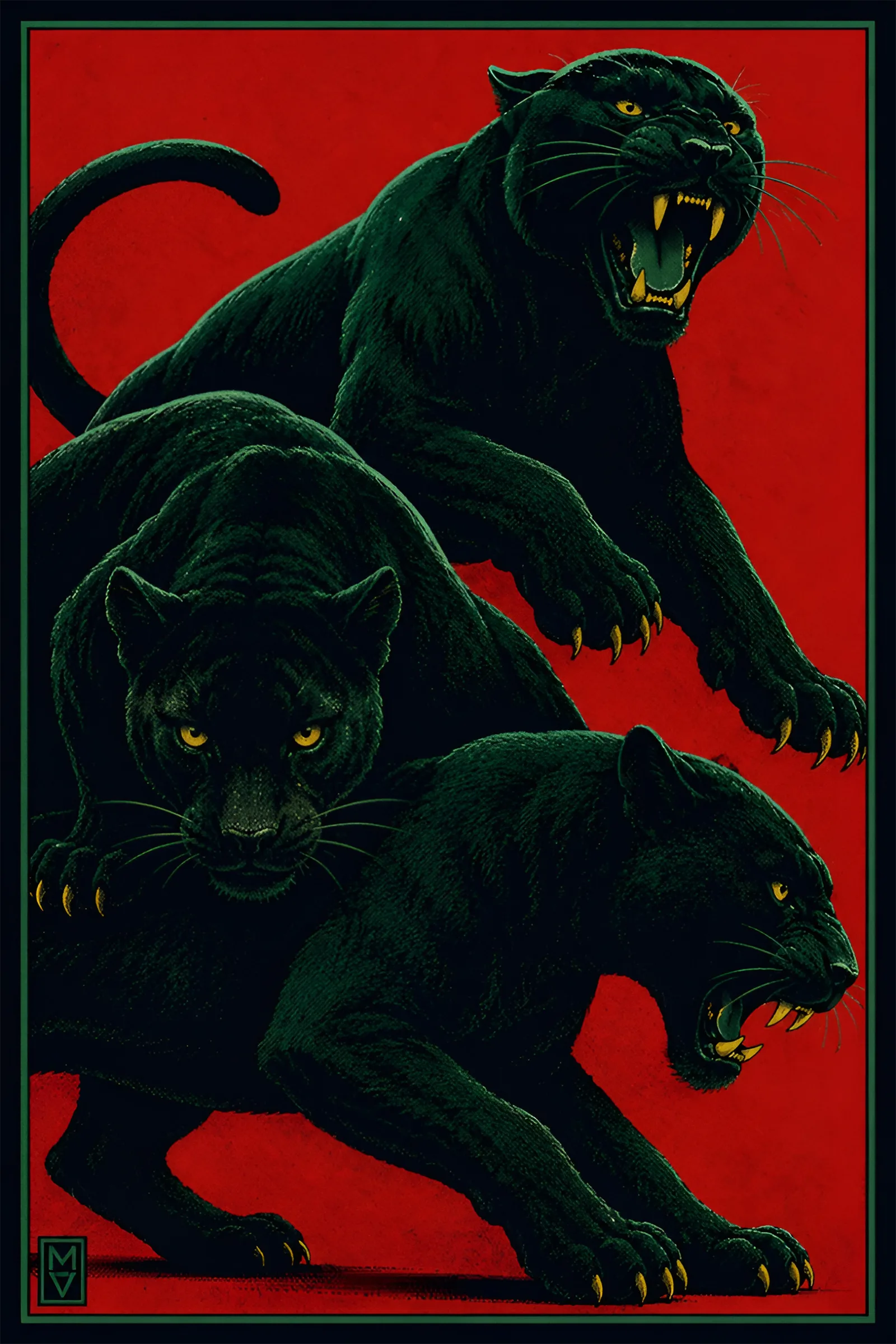 Three Panthers art print