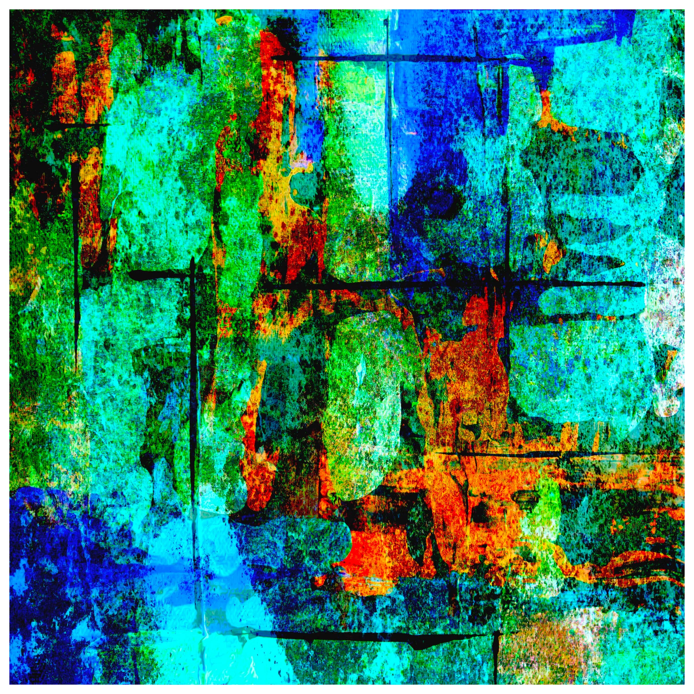 Orange Under Teal Blue art print